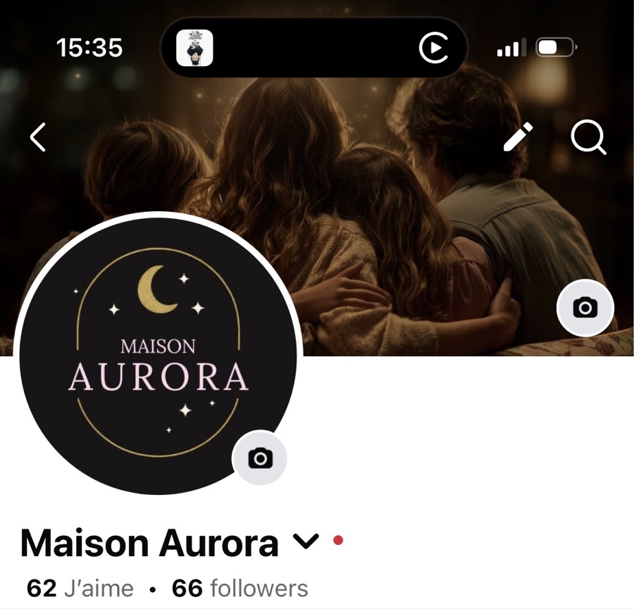Page Facebook Maison Aurora avant l’application de la méthode : 66 abonnés