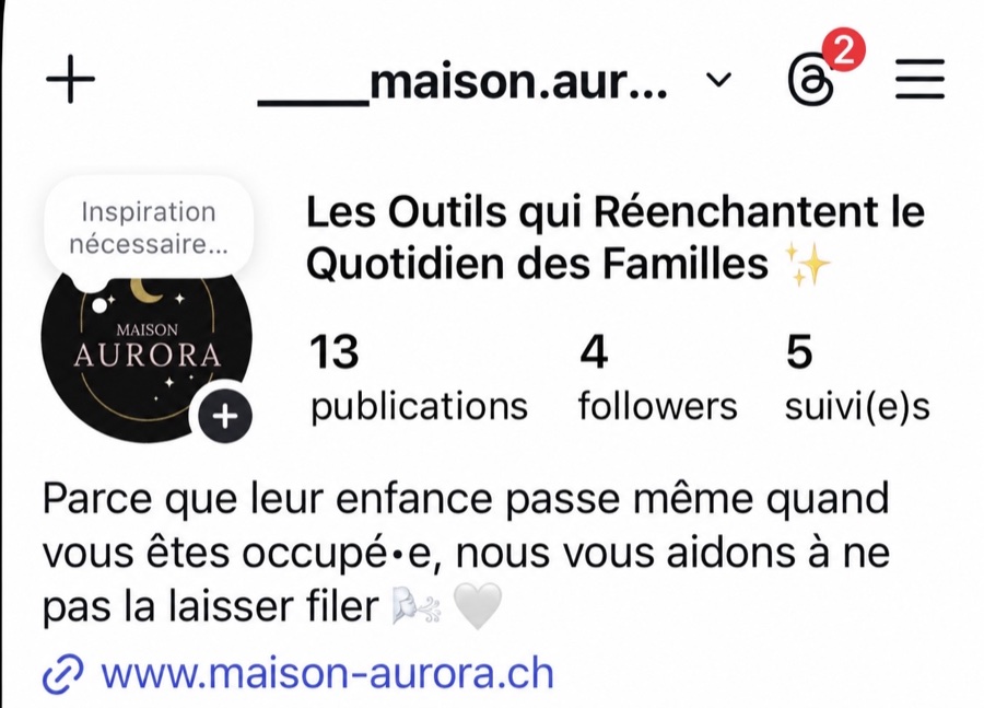 Compte Instagram Maison Aurora avant l’application de la méthode : 4 abonnés